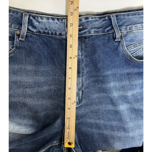 Kancan Flare High Rise Back Seam Jeans Plus Size 20 Medium Wash Raw Hem - Picture 4 of 13